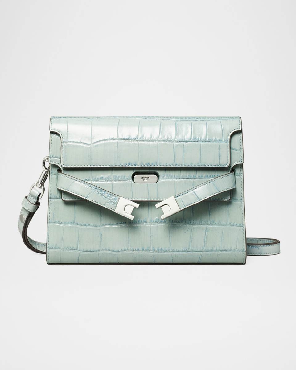 Lee Radziwill Croc-Embossed Leather Shoulder Bag